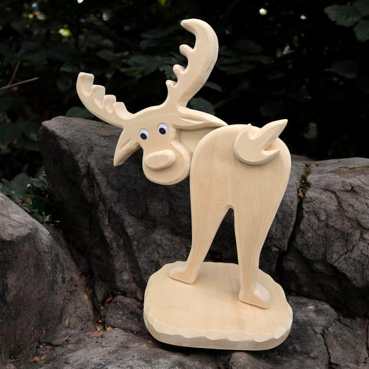 M) Erzzipfel Comic-Elch - die lustige Holzfigur - 46 cm