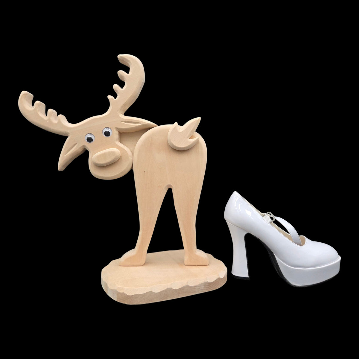 M) Erzzipfel Comic-Elch - die lustige Holzfigur - 46 cm