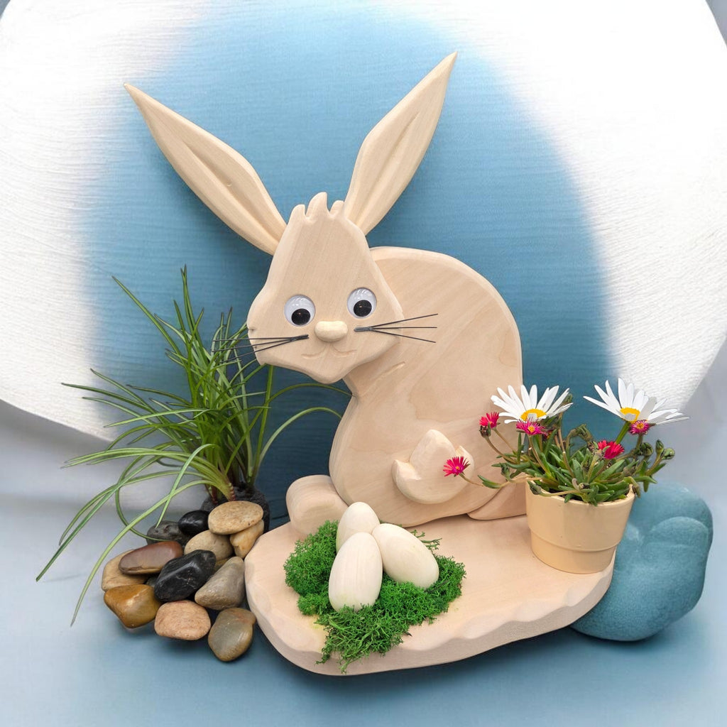 N) Erzzipfel Osterhase Klopfer -  die Holzfigur für Ostern - 37 cm