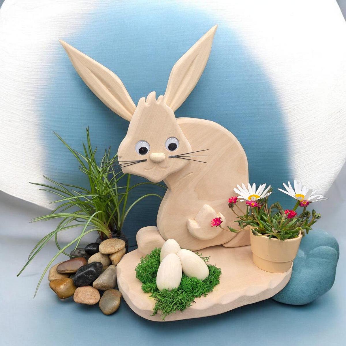 N) Erzzipfel Osterhase Klopfer -  die Holzfigur für Ostern - 37 cm