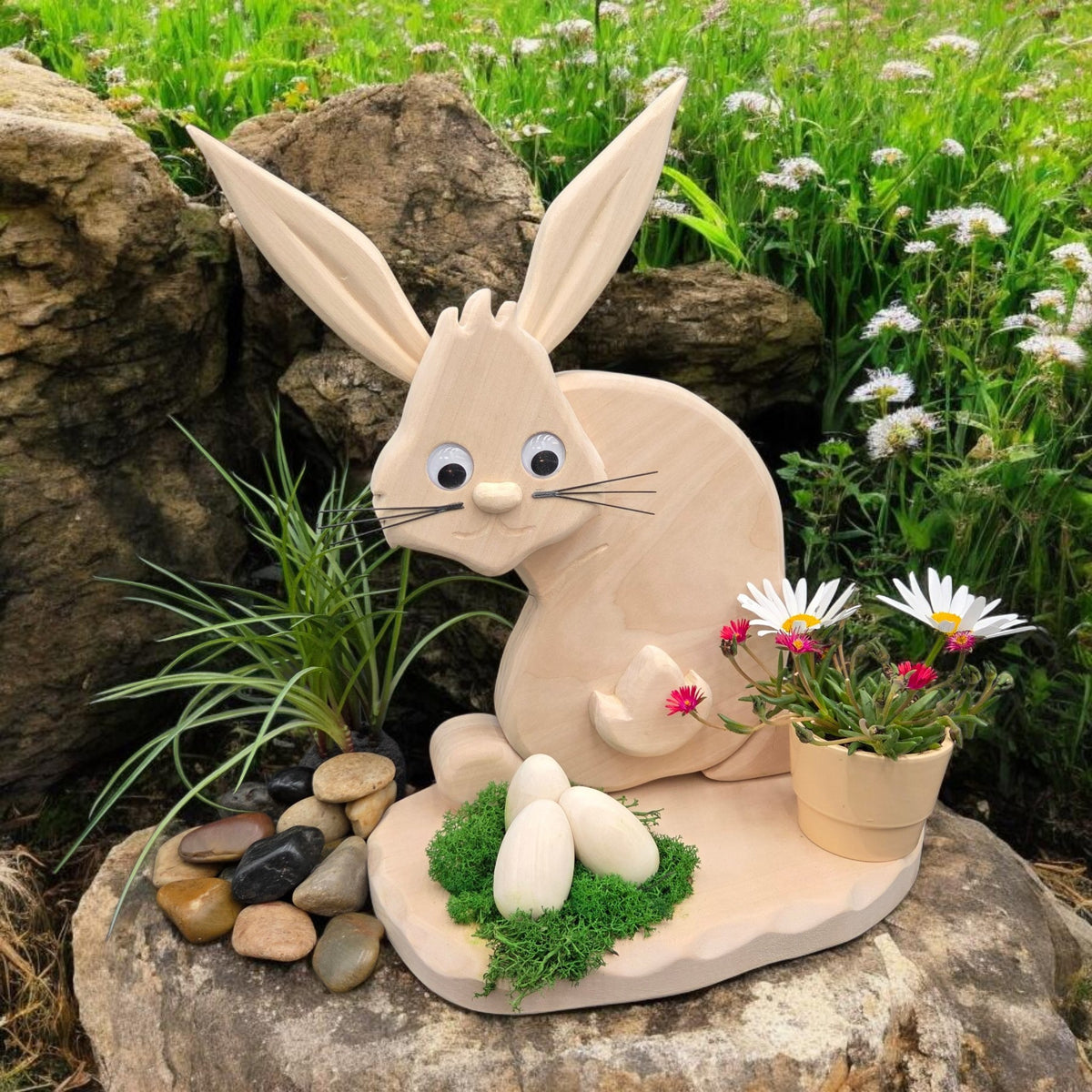 N) Erzzipfel Osterhase Klopfer -  die Holzfigur für Ostern - 37 cm