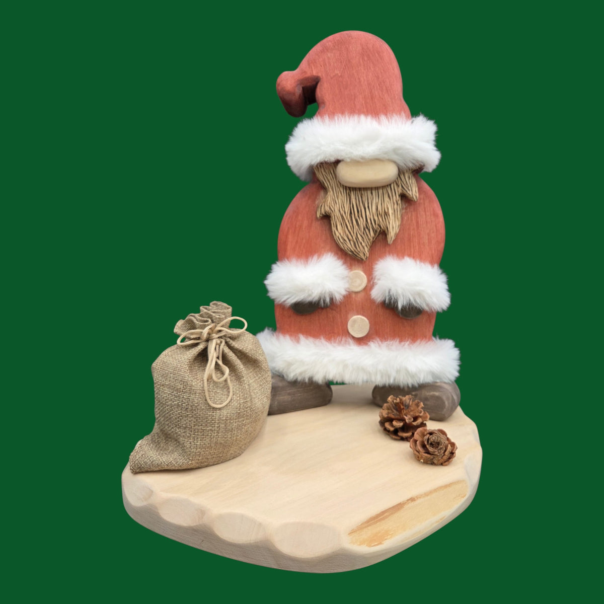 F) Erzzipfel Weihnachtsmann - weihnachtliche Holzfigur - 40 cm
