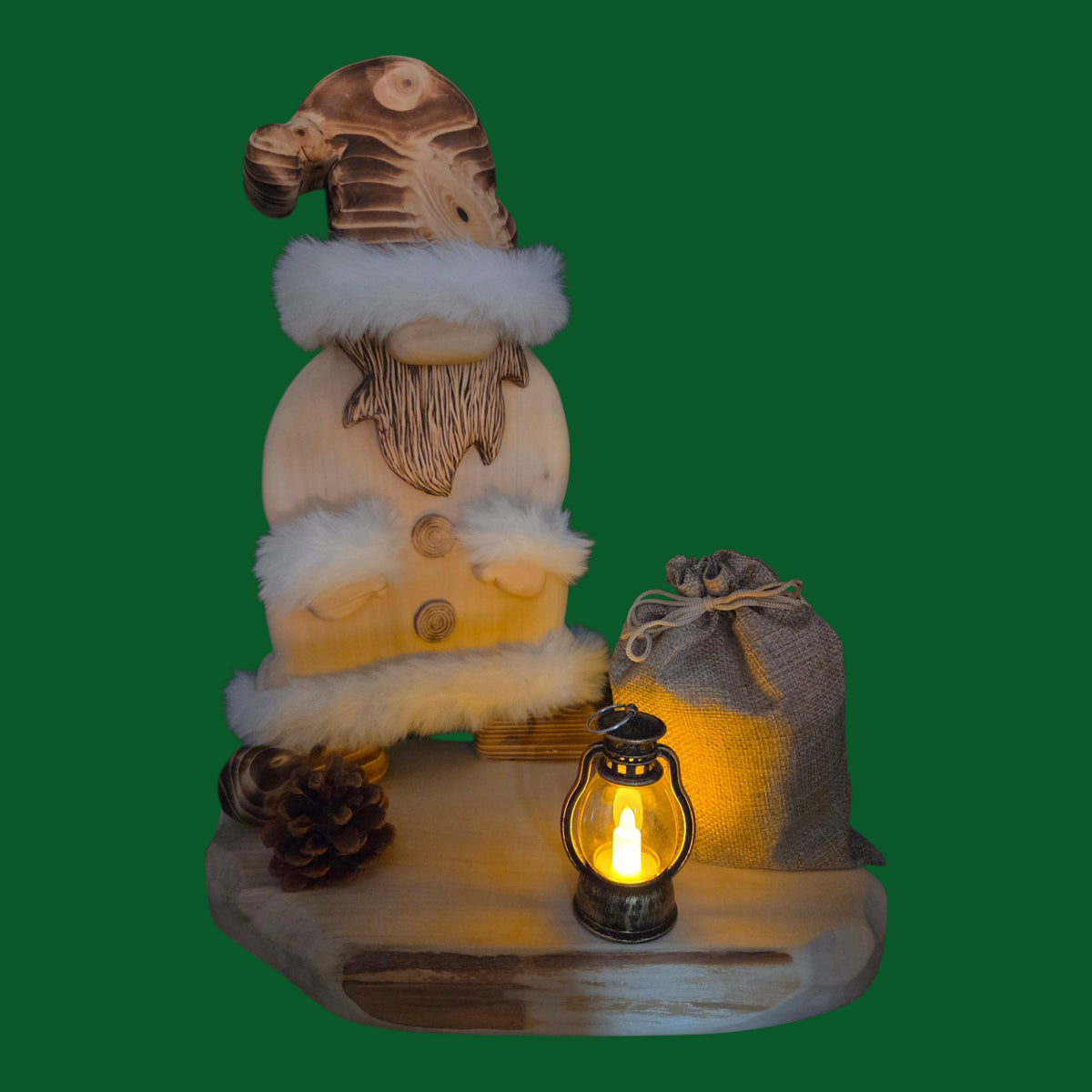 F) Erzzipfel Weihnachtsmann - weihnachtliche Holzfigur - 40 cm