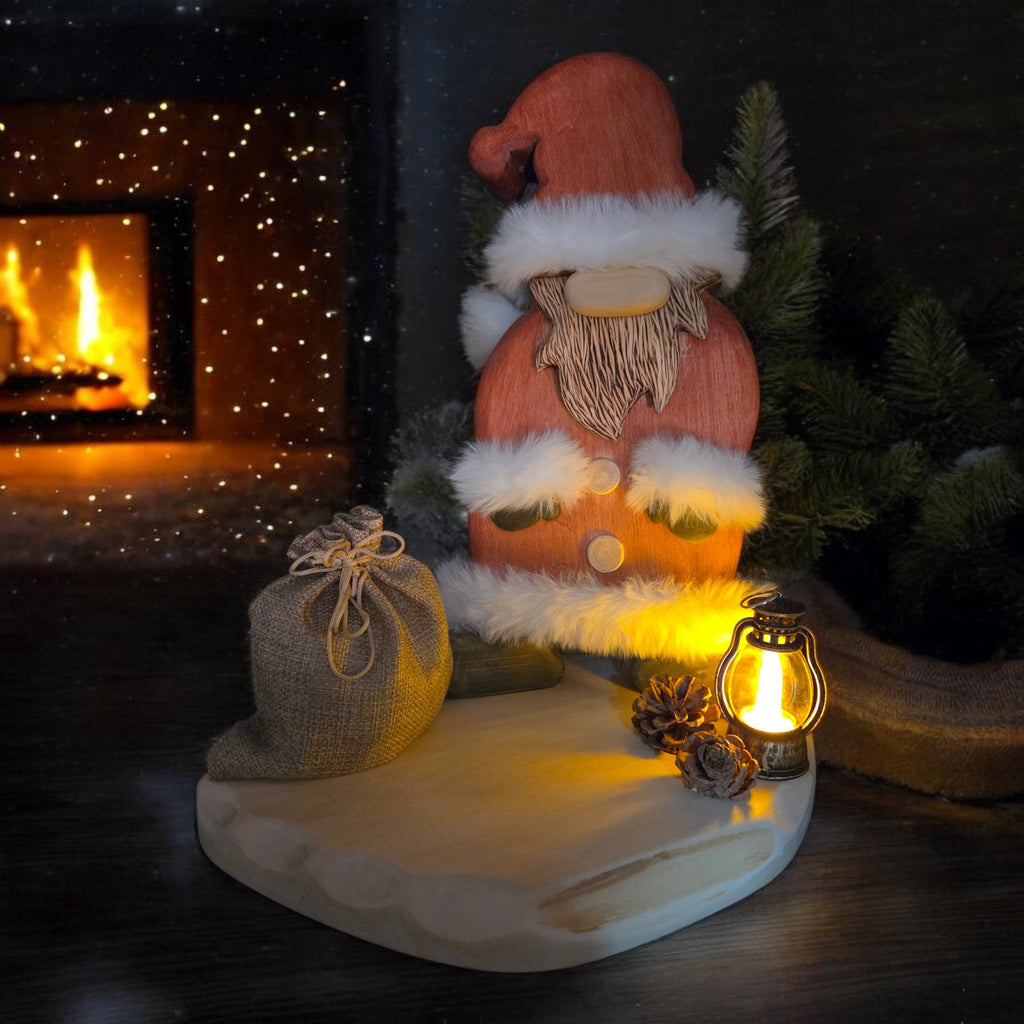 F) Erzzipfel Weihnachtsmann - weihnachtliche Holzfigur - 40 cm